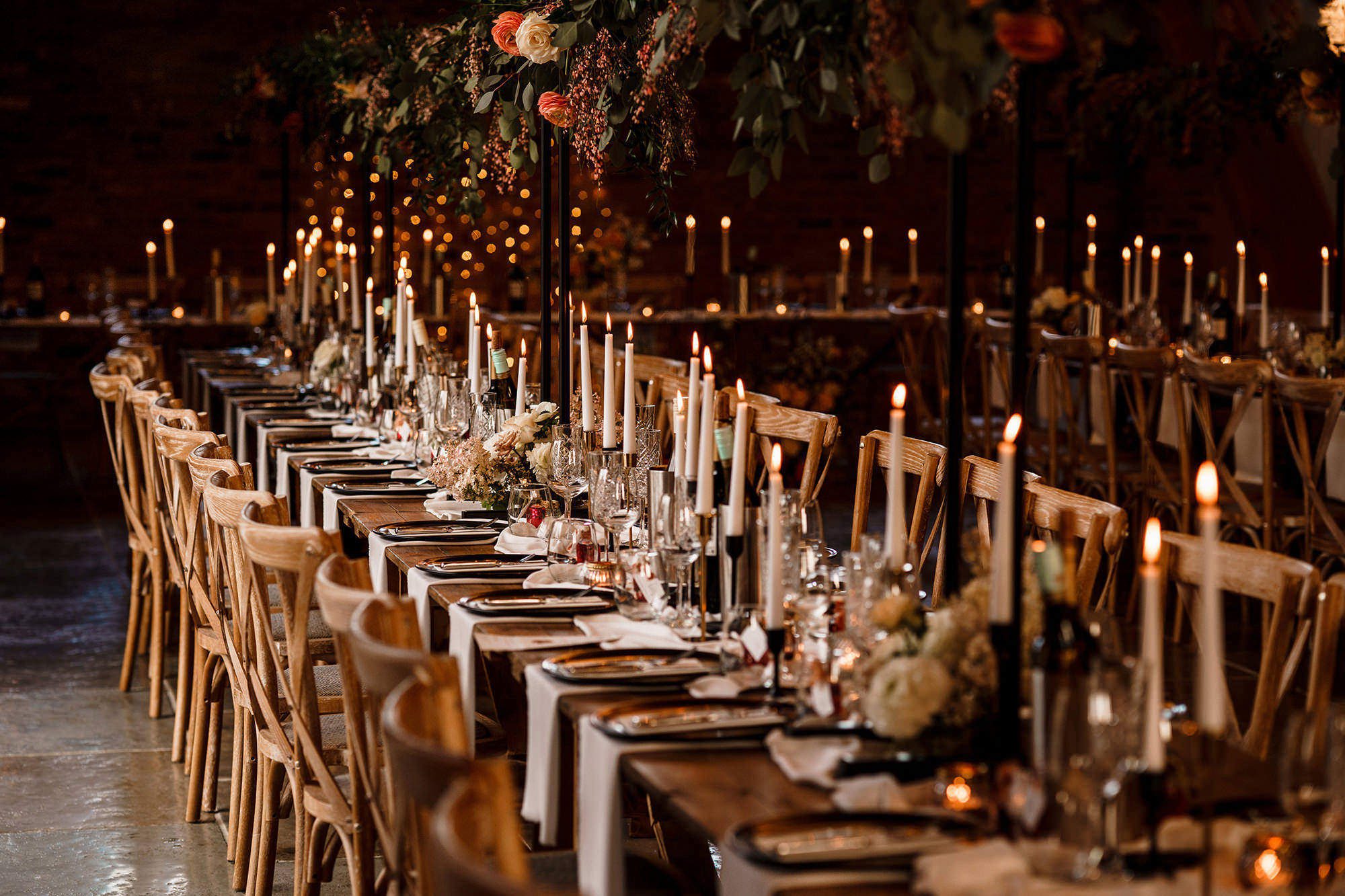 a wedding breakfast set up in The Cotswolds