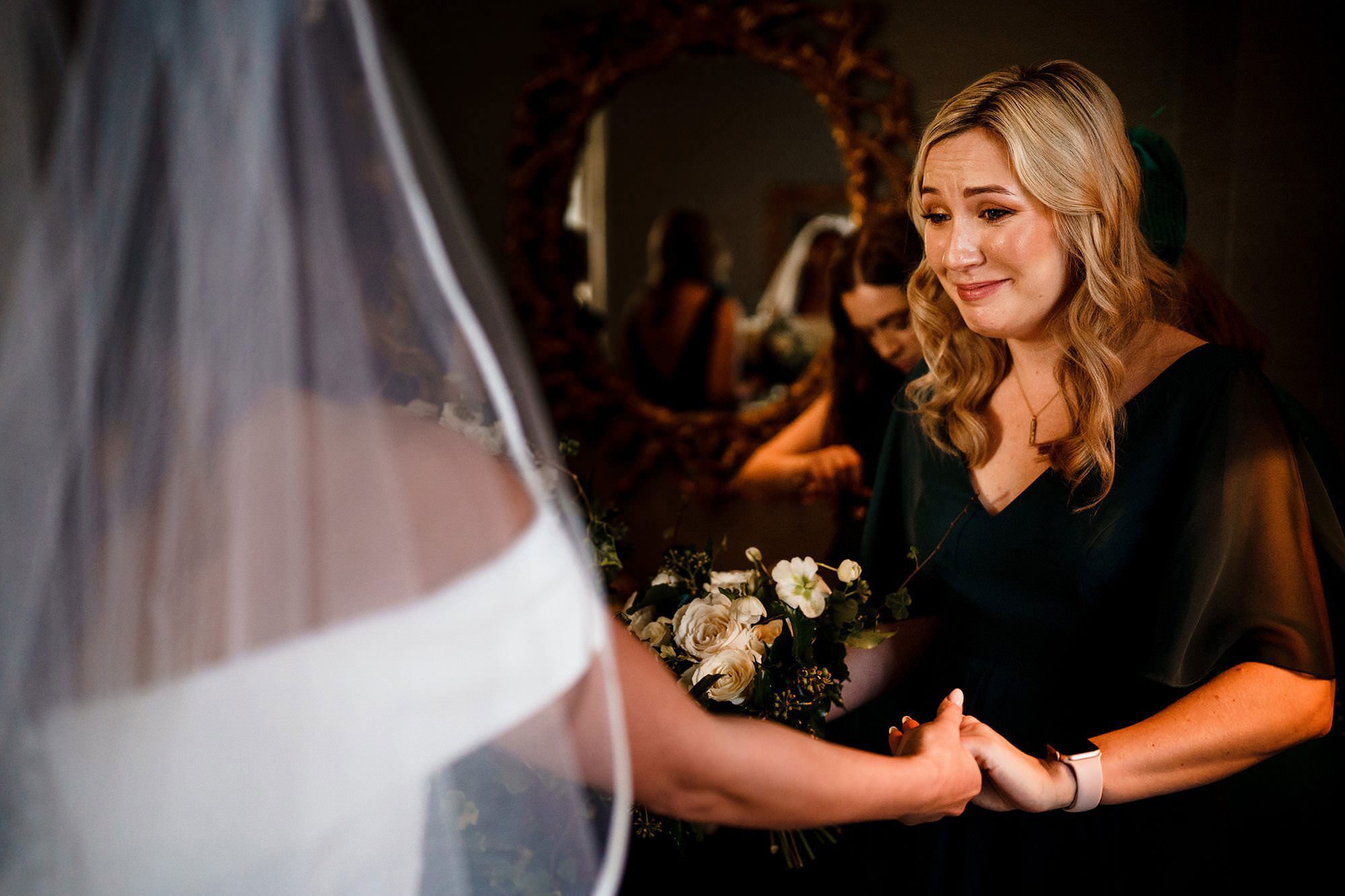 emotional bridesmaid at