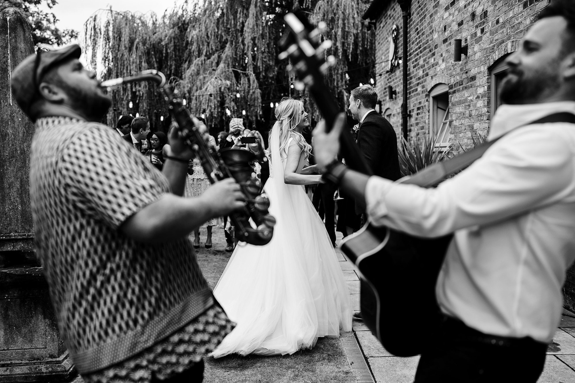 bride and groom in Lake District garden