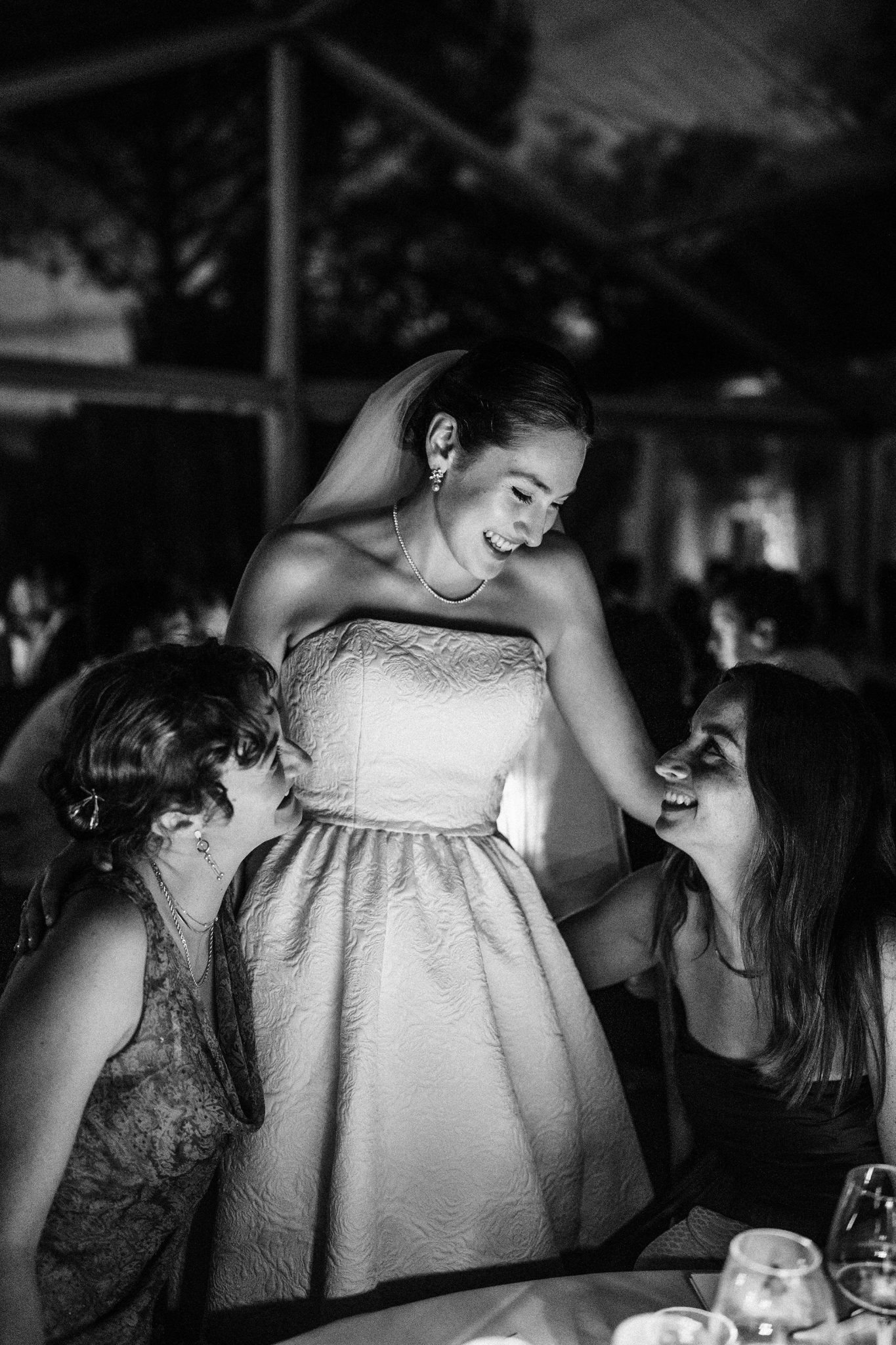 bride with wedding guests in tuscany